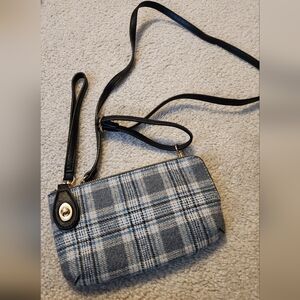 Plaid Crossbody Bag with Black Accents
